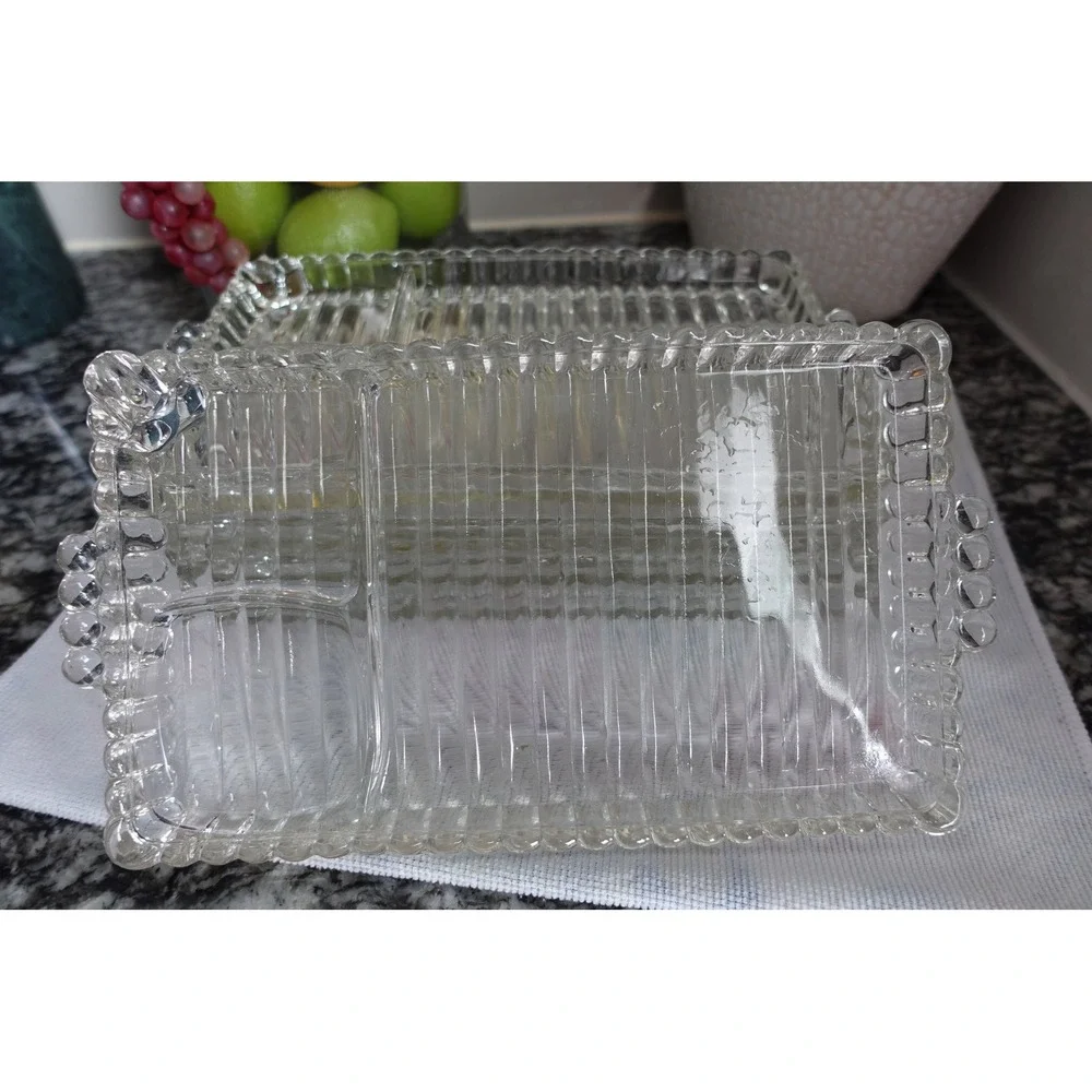 Vintage Hazel Atlas Glass Snack Tray: 5-Compartment Relish Dish